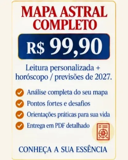 Mapa Astral Completo do Mestre Gradlow, por R$ 99,90: leitura personalizada e previsões de 2027